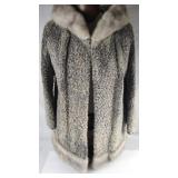 Vtg Gray Curly Lambswool & Fox Fur Coat