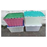 (4) Latching Lid Totes - approx 15-18 gallons