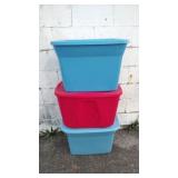 (3) 18-20 Gallon Storage Totes with Lids