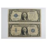 Two Series 1934 One Dollar Silver Certificates