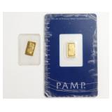 (2) 1 gram .999 pure gold. Swisse PAMP