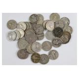 32 Silver Quarters. Washington & Standing Liberty