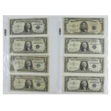 Nine US Silver Certificates.