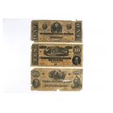 Three Confederate Notes, One, Ten & Hundred