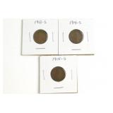 1913-S, 1914-S, & 1915-S Lincoln Cents