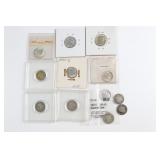 Twelve US Silver Dimes.