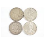 Four US Silver Half Dollars