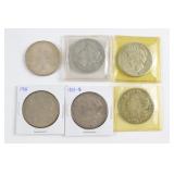 Six US Silver Dollars. Morgan & Peace