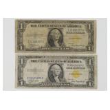 (2) 1935 $1.00 North Africa Gold Seal Notes