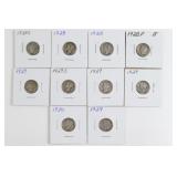 (10) Mercury Head Dimes