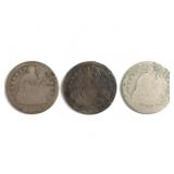 (3) Seated Liberty Dimes. 1852, 53, & 54