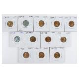 (12) 1940s Lincoln Wheat Cents