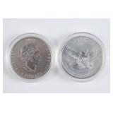 (2) 2015 1oz Silver Snowy Owl $5 Dollar Coins