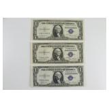 (3) One Dollar Silver Certificates