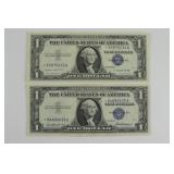 (2) One Dollar Silver Certificate Star Notes