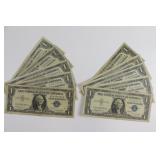 (10) Series 1957, A, B Silver Certificates