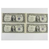 (4) One Dollar Silver Certificates