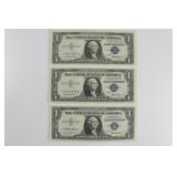 (3) One Dollar Silver Certificate Star Notes