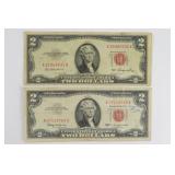 (2) Two Dollar Red Seal. Series 1953 & 63