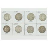 8 Franklin Half Dollars