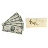 (5) Two Dollar Red Seal. Consecutive Numbers