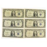(6) Series 1935 E, F, & G Silver Certificates