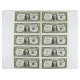 (10) One Dollar Silver Certificates