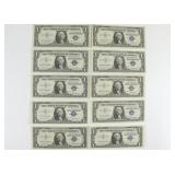 (10) One Dollar Silver Certificates