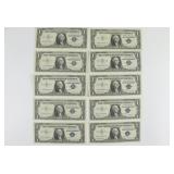 (10) One Dollar Silver Certificates