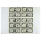(10) One Dollar Silver Certificates