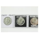 (3) 40% Silver Kennedy Half Dollars. Proof Strikes