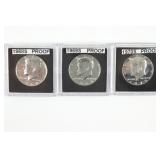 (3) 40% Silver Kennedy Half Dollars. Proof Strikes