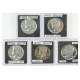 (5) 40% Silver Kennedy Half Dollars. Proof Strikes