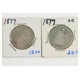 (2) Seated Liberty Half Dollar. 1877 & 1877-CC