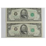 (2) Series 1974 Fifty Dollar Federal Reserve Notes