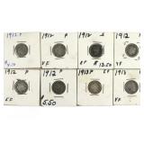 (8) Seated Liberty Dimes