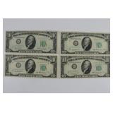 (4) Ten Dollar Fed Reserve Notes
