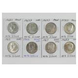 (8) Late 60s Kennedy Half Dollars. Silver Clad
