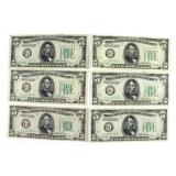 (6) Five Dollar Fed Reserve Notes
