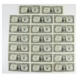 (20) One Dollar Silver Certificates. Includes Star