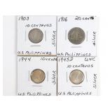 (4) Pieces US/Phillapines Silver Coins