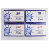 (4) US Proof Sets. 2000, 2003, 2004, & 2005