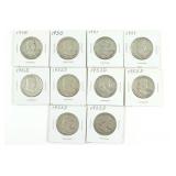 10 Franklin Half Dollars