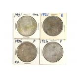 (4) US Silver Dollars. Peace and Morgan