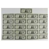(21) One Dollar Silver Certificates. One Star Note