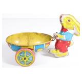 J Chein Tin Litho Easter Bunny w/ Cart