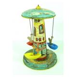 1950s Unique Art Mfg Sail Away Tin Litho Carousel