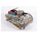 Marx Planet Patrol X-1 Tin Wind-up Toy Tank - 10"