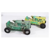 Pair of Vintage Marx No. 5 Tin Litho Toy Tractors