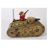 Marx Doughboy Gunner Tank Tin Litho Toy works
